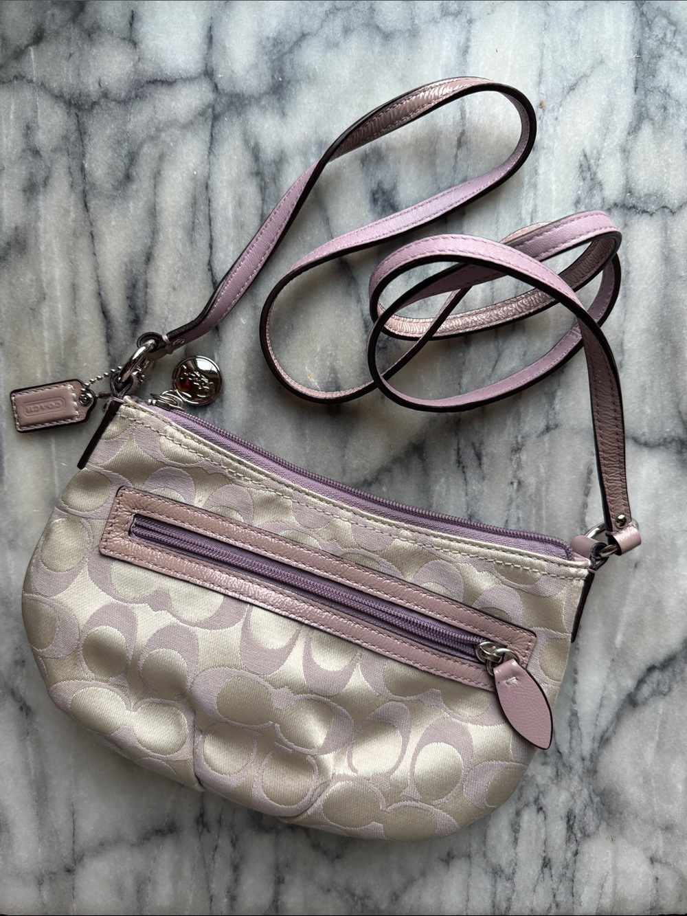 Coach Signature Lavender Crossbody Shoulder Bag
